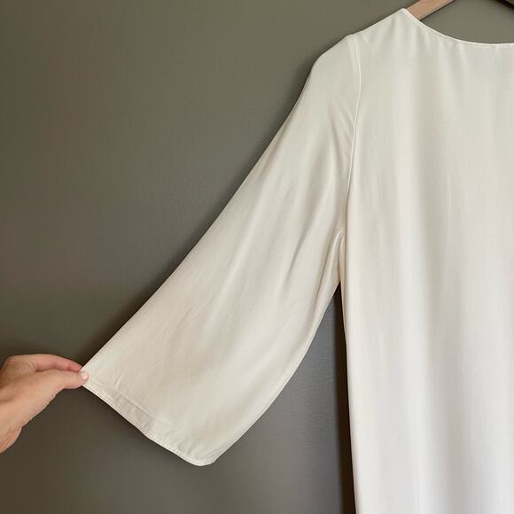 Helmut Lang Long Sleeve Crepe Shift Dress Ivory Cream Size Small Chic Clean Girl - Picture 15 of 16